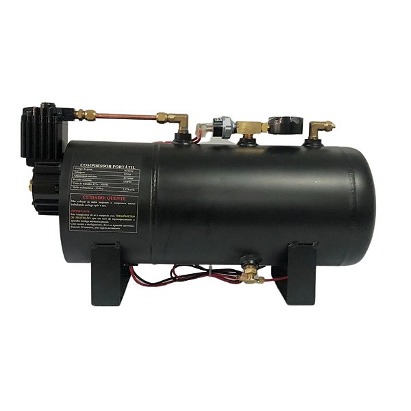 Compressor Ar 12v Com Reservatório Carro Barco Caminhão Jeep