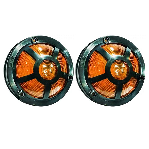 2 Lanterna Sinaleira de Led Ambar Laranja Compatível Mercedes Benz 1113 1313 - 12v 24v Bivolt