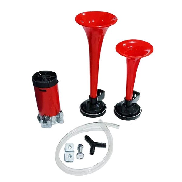 Buzina 2 Cornetas ar 12v Universal + Compressor e Mangueira