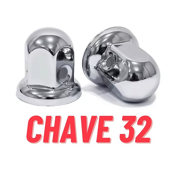 10 Capa Porca de Roda Cromada de Ferro Modelo Tradicional Cabeça Redonda Chave 32