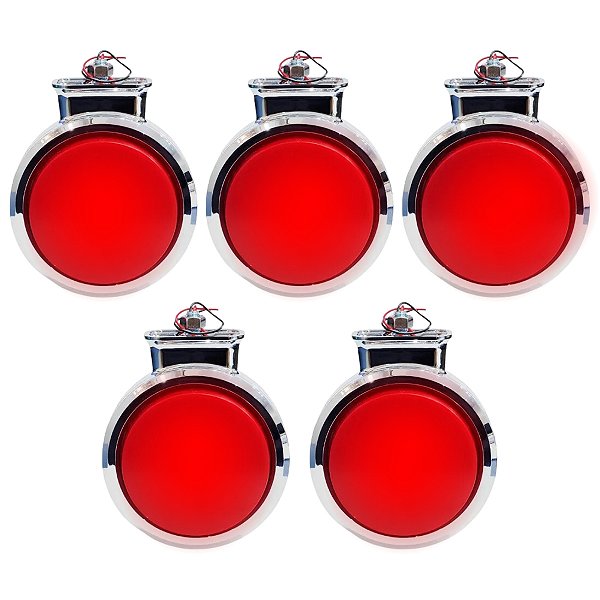 Kit 5 Lanterna Bojuda Foguinho Led Vermelha Cromada 12v 24v