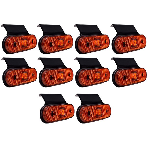 10 Lanterna Lateral Led Compatível Carreta Facchini Amarela Com Suporte