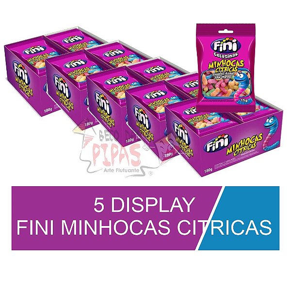 5 FINI GELATINES MINHOCAS CITRICAS 12 x 15g 180G