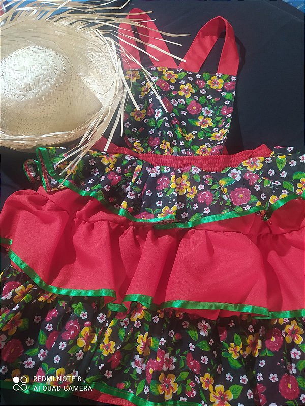 Saia Jardineira Junina 03 babados