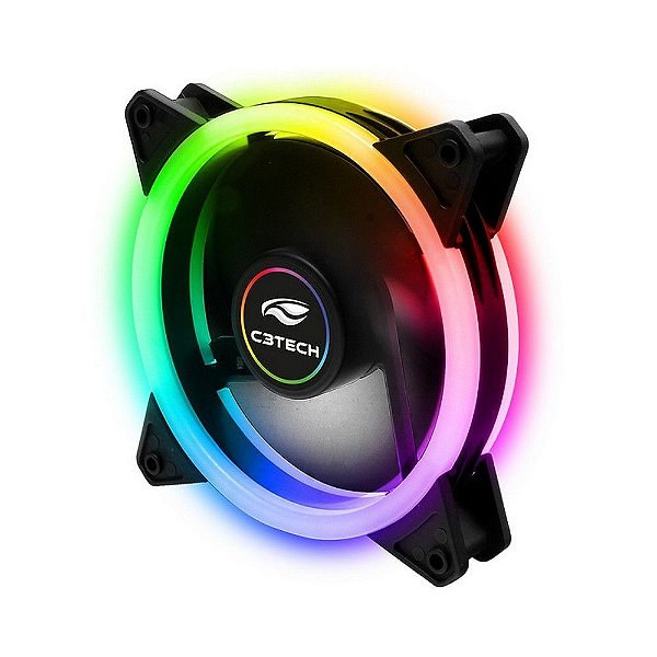 Cooler Fan C3Tech F7-L210, RGB Anel Duplo LED Gerenciável 12cm