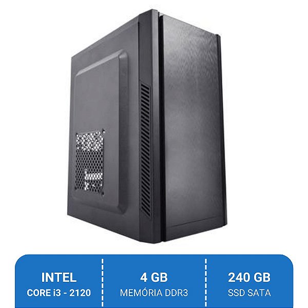 Computador Intel Core i3-2120, 4GB DDR3, SSD 240GB, 230W