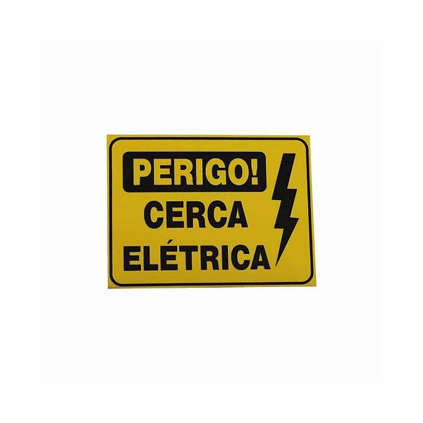 Placa Advertência Confiseg, para Cerca Eletrica, 22x17cm, Amarela - 453