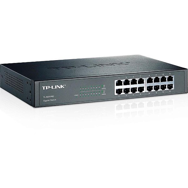 Switch 16 Portas Gigabit TP-Link, 10/100/1000Mbps, Preto - TL-SG1016D