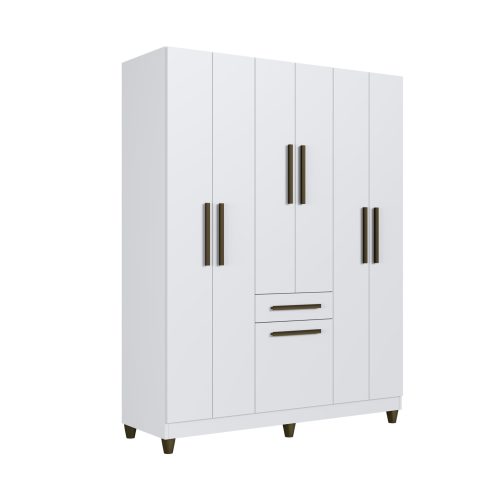 Guarda-Roupa Laguna 1,80 7 Portas 1 Gaveta Canela/Off White