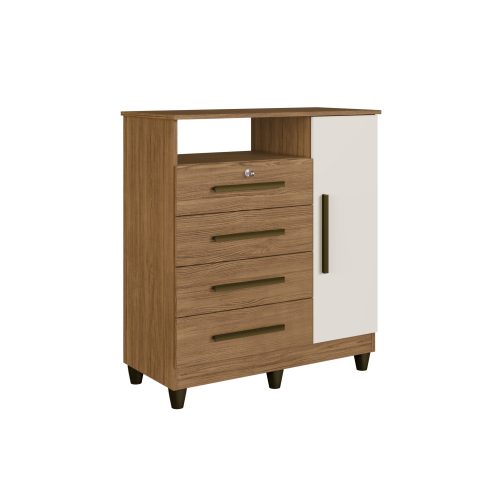 Cômoda América 86 cm 1 Porta com 4 Gavetas Dakota/Chamois