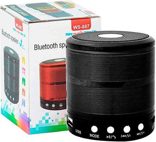 Caixa de Som Bluetooth - Diversas Cores - P2/Rádio FM/USB - WS-887