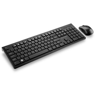 Kit Multi Teclado e Mouse Sem Fio Slim, 1200 DPI, Conexão USB, ABNT2, Preto - TC212