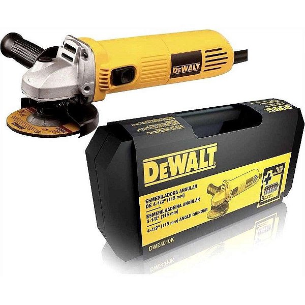 ESMERILHADEIRA 4 1/2 C/ 5 ABRASIVOS DWE4010K C/ MALETA DEWALT 220V