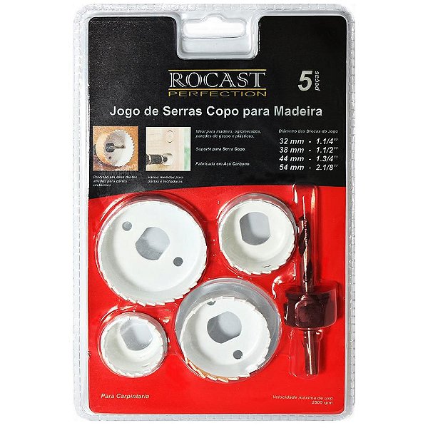 KIT SERRA COPO P/MADEIRA 5 PÇ 32-54 MM ROCAST