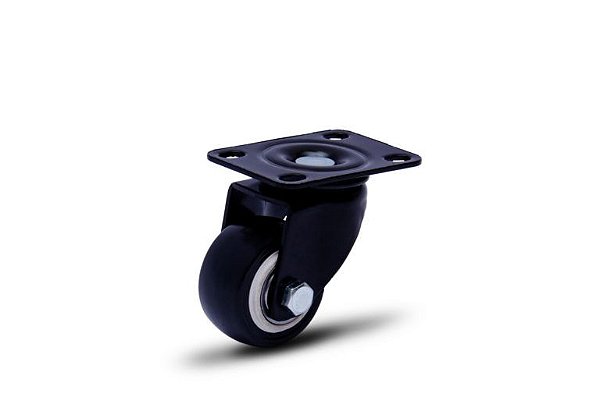 RODIZIO.PRETO 210 GIRATORIO.C/PLACA 72X52 RODA BP C/ROLAMENTO.ESFERA-PRETA (6048) COLSON