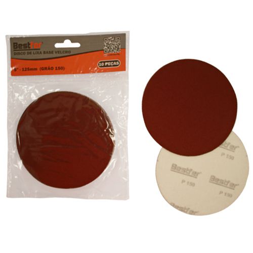 DISCO DE LIXA BASE AUTO-ADESIVA 125MM - 10PCS - GRAO 150 - BESTFER