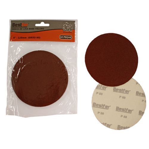 DISCO DE LIXA BASE AUTO-ADESIVA 125MM - 10PCS - GRAO 80 - BESTFER