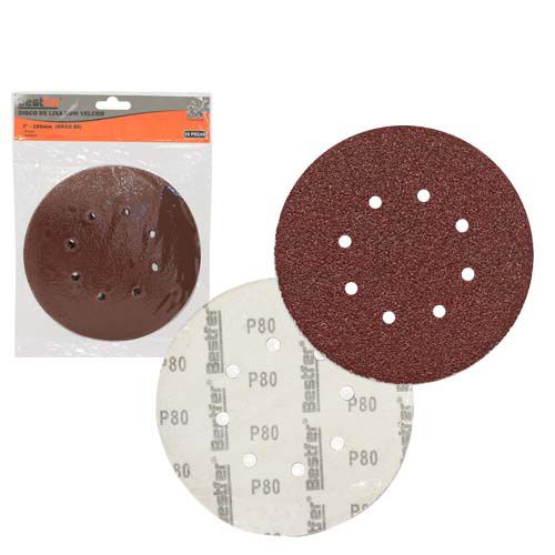DISCO DE LIXA BASE AUTO-ADESIVA 180MM 8 FUROS GRAO 80 - PACOTE COM 10 - BESTFER