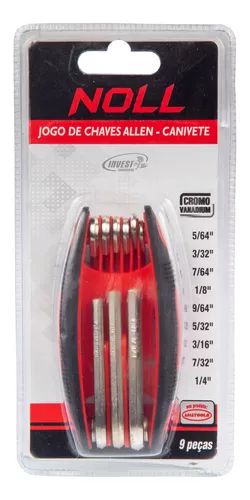 JOGO CHAVE ALLEN 9 PCS 5/64" A 1/4" - NOLL