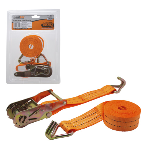 KIT CINTA E CATRACA P/AMARRAÇAO DE CARGA 1.500KG 3.5CM X 4.5M - BESTFER