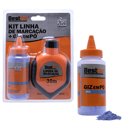 KIT LINHA DE MARCACAO (30M) + GIZ EM PO AZUL (110G) - BESTFER