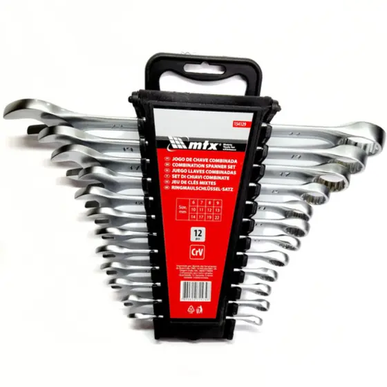 JOGO DE CHAVE COMBINADA CROMO VANADIO CROMO FOSCO 6-22MM, 12PCS - MTX