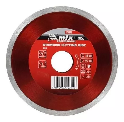 DISCO DE CORTE CONTINUO DIAMANTADO CORTE REFRIGERADO 115 X 22,2MM - MTX