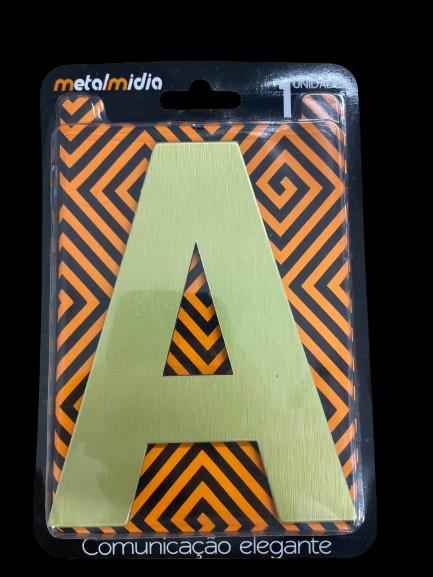 LETRA 127MM OURO ESCOVADO - A - METALMIDIA