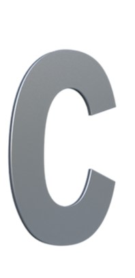 LETRA 127MM PRATA ESCOVADO - C - METALMIDIA