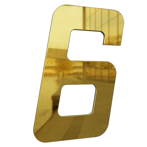 NUMERO 130MM OURO ESPELHADO - 6 - METALMIDIA
