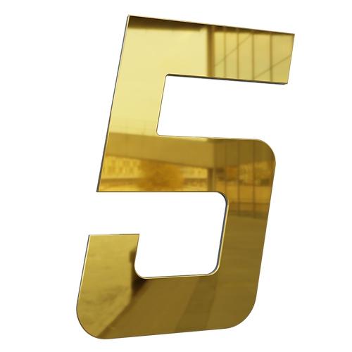 NUMERO 130MM OURO ESPELHADO - 5 - METALMIDIA