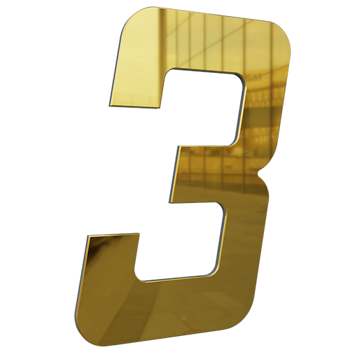 NUMERO 130MM OURO ESPELHADO - 3 - METALMIDIA