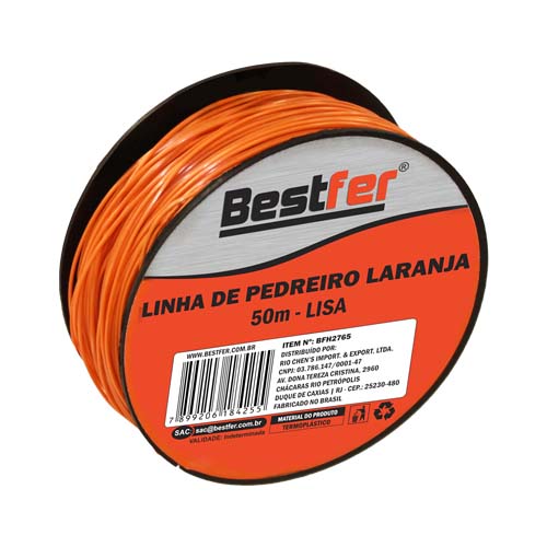 LINHA DE PEDREIRO LISA LARANJA 50M - BESTFER