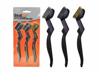 KIT 3 ESCOVAS DE LIMPEZA PRETA, PRATA, DOURADA - BESTFER