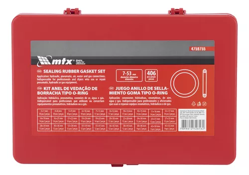 KIT DE ANEL DE VEDACAO DE BORRACHA D 7-53MM - 406PCS - MTX