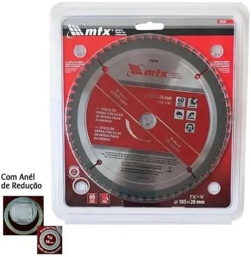 DISCO SERRA CIRCULAR PARA ALUMINIO 185MM 60 DENTES -  MTX