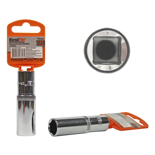 SOQUETE 1/2" SEXTAVADO LONGO 17MMX78MM - BESTFER