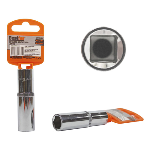 SOQUETE 1/2" SEXTAVADO LONGO 15MMX78MM - BESTFER