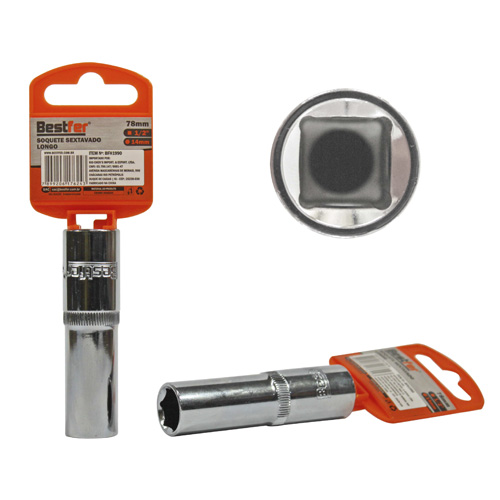 SOQUETE 1/2" SEXTAVADO LONGO 14MMX78MM - BESTFER