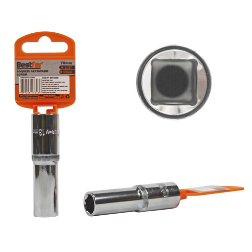 SOQUETE 1/2" SEXTAVADO LONGO 13MMX78MM - BESTFER