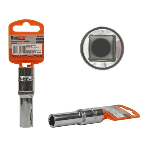SOQUETE 1/2" SEXTAVADO LONGO 12MMX78MM - BESTFER