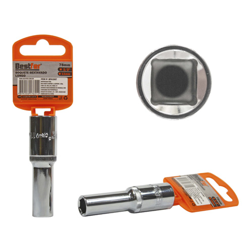 SOQUETE 1/2" SEXTAVADO LONGO 11MMX78MM - BESTFER