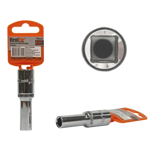 SOQUETE 1/2" SEXTAVADO LONGO 10MMX78MM - BESTFER