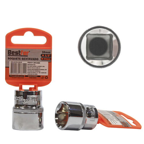 SOQUETE 1/2" SEXTAVADO 23MMX38MM - BESTFER