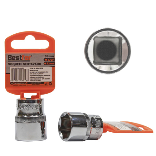 SOQUETE 1/2" SEXTAVADO 22MMX38MM - BESTFER