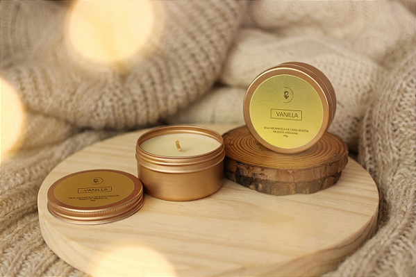 Vela Aromática Vanilla - latinha travel