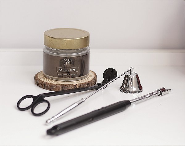 Kit 3 acessórios para vela - abafador, acendedor, aparador de pavio
