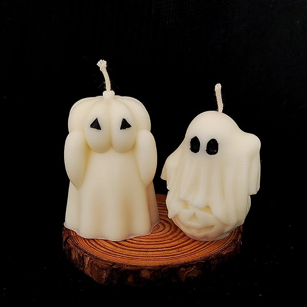 Kit 2 Velas Fantasmas - Decorativas Sem Aroma | Coleção Happy Halloween