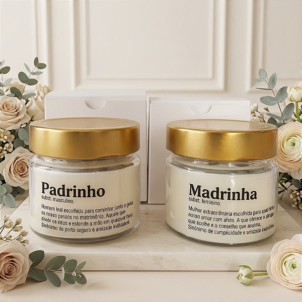 Kit 2 Velas Aromáticas - Madrinha e Padrinho de Casamento