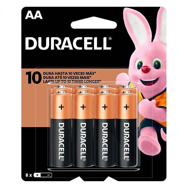 PILHA DURACELL ALCALINA AA COM 8 UNIDADES